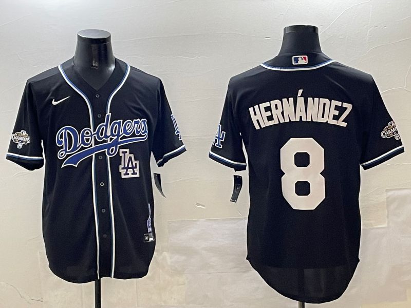 Men Los Angeles Dodgers #8 Hernandez Black Fashion Game 2025 Nike MLB Jersey style 30619->los angeles dodgers->MLB Jersey
